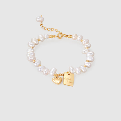 Freshwater Pearl S925 Silver-Plated Gold Bracelet