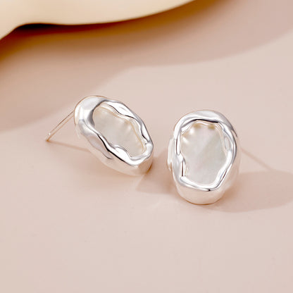 White mother-of-pearl S925 silver earrings