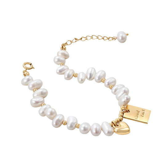 Freshwater Pearl S925 Silver-Plated Gold Bracelet