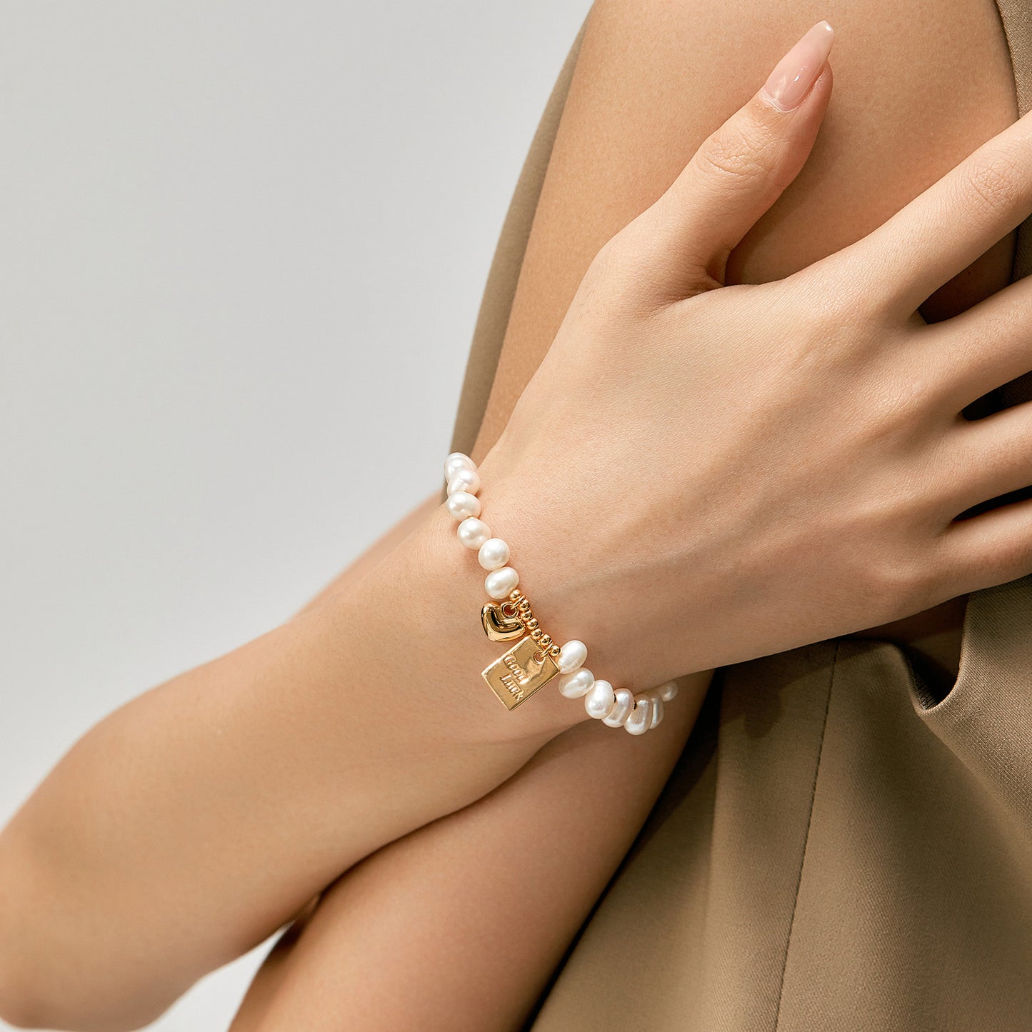 Freshwater Pearl S925 Silver-Plated Gold Bracelet