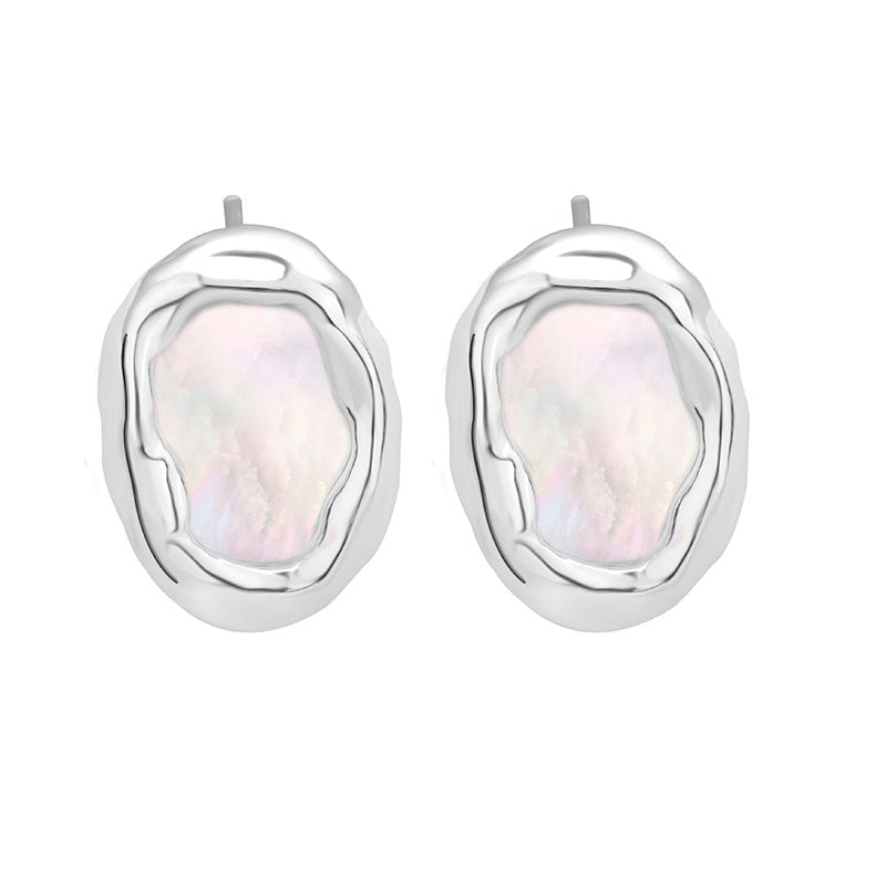 White mother-of-pearl S925 silver earrings