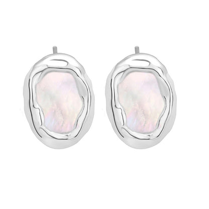 White mother-of-pearl S925 silver earrings