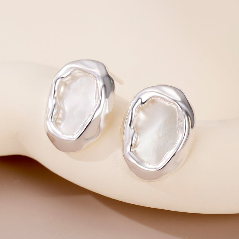 White mother-of-pearl S925 silver earrings