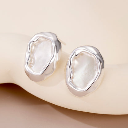 White mother-of-pearl S925 silver earrings